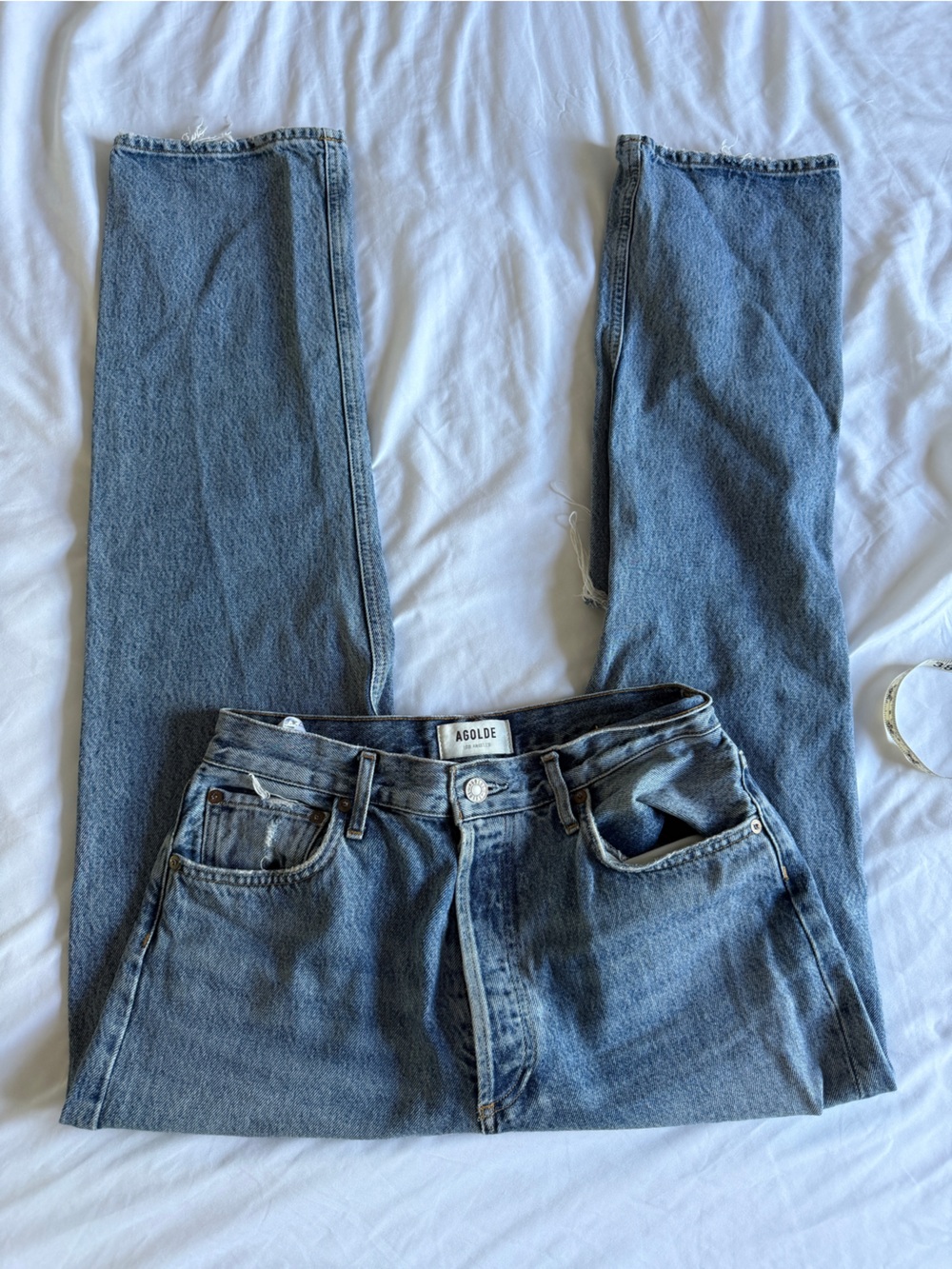 Agolde Straight Leg Jeans in Medium Blue